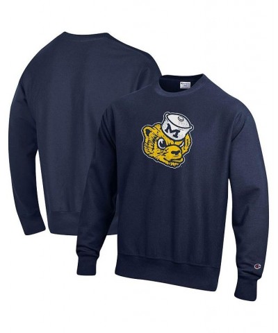 Men's Navy Michigan Wolverines Vault Logo Reverse Weave Pullover Sweatshirt $17.20 Sweatshirt