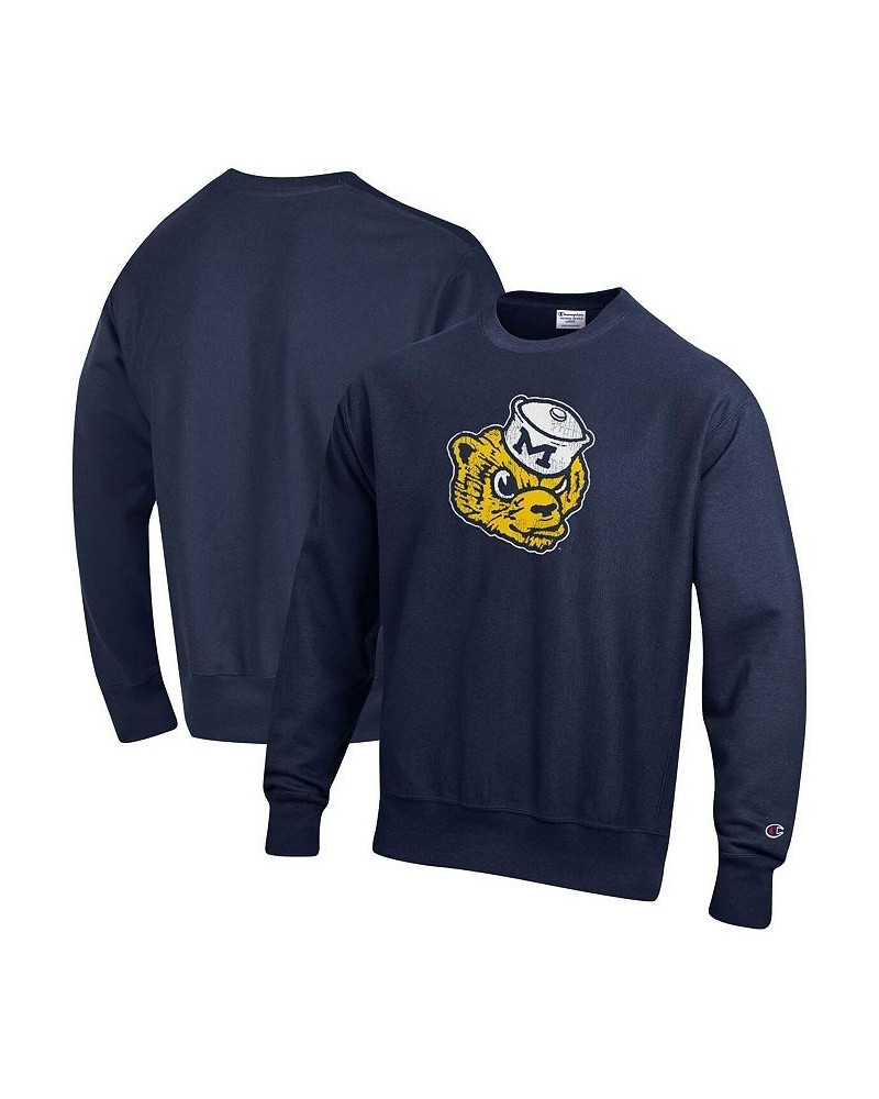 Men's Navy Michigan Wolverines Vault Logo Reverse Weave Pullover Sweatshirt $17.20 Sweatshirt