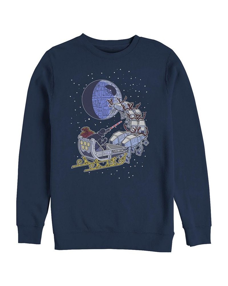 Men's Star Wars Vader Sleigh Crew Fleece Pullover Blue $29.12 Sweatshirt