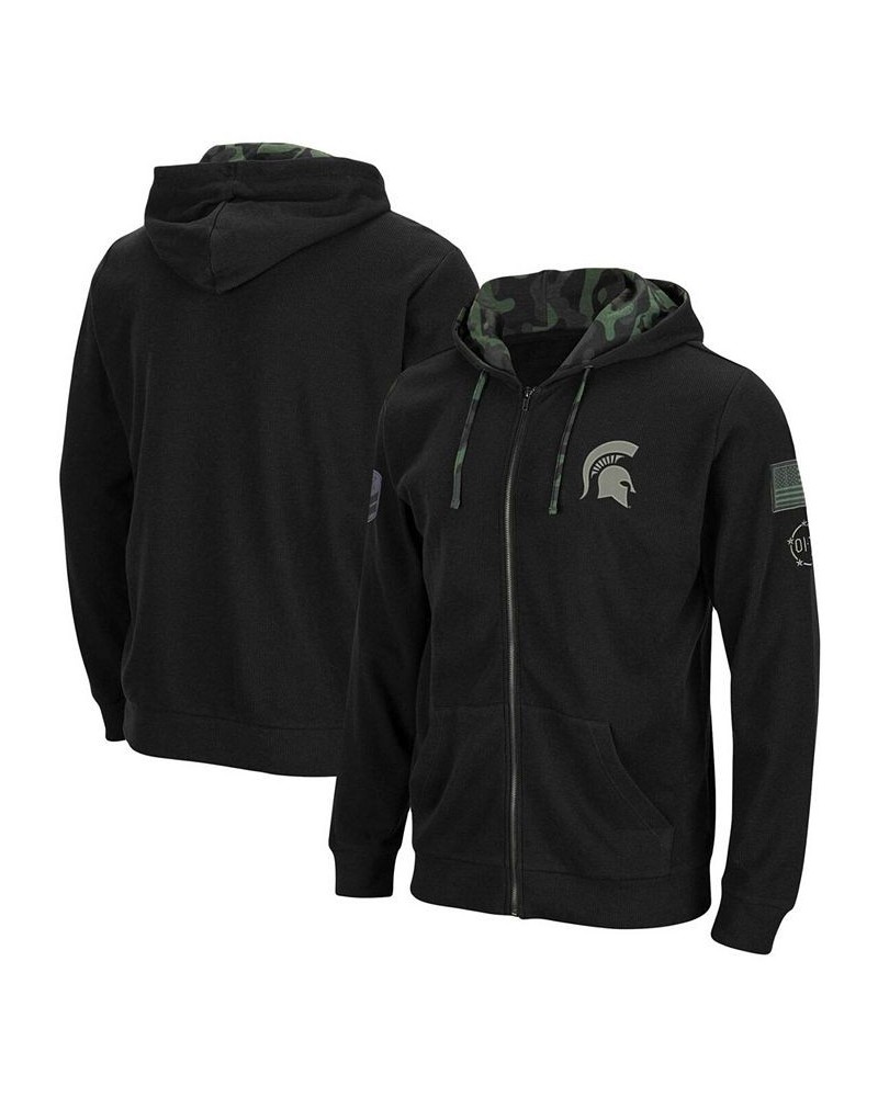 Men's Black Michigan State Spartans OHT Military-Inspired Appreciation Waffle Full-Zip Hoodie $25.85 Sweatshirt