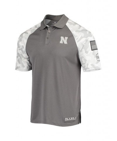 Men's Gray, Camo Nebraska Huskers OHT Military-Inspired Appreciation Raglan Zoomie Polo Shirt $34.79 Polo Shirts