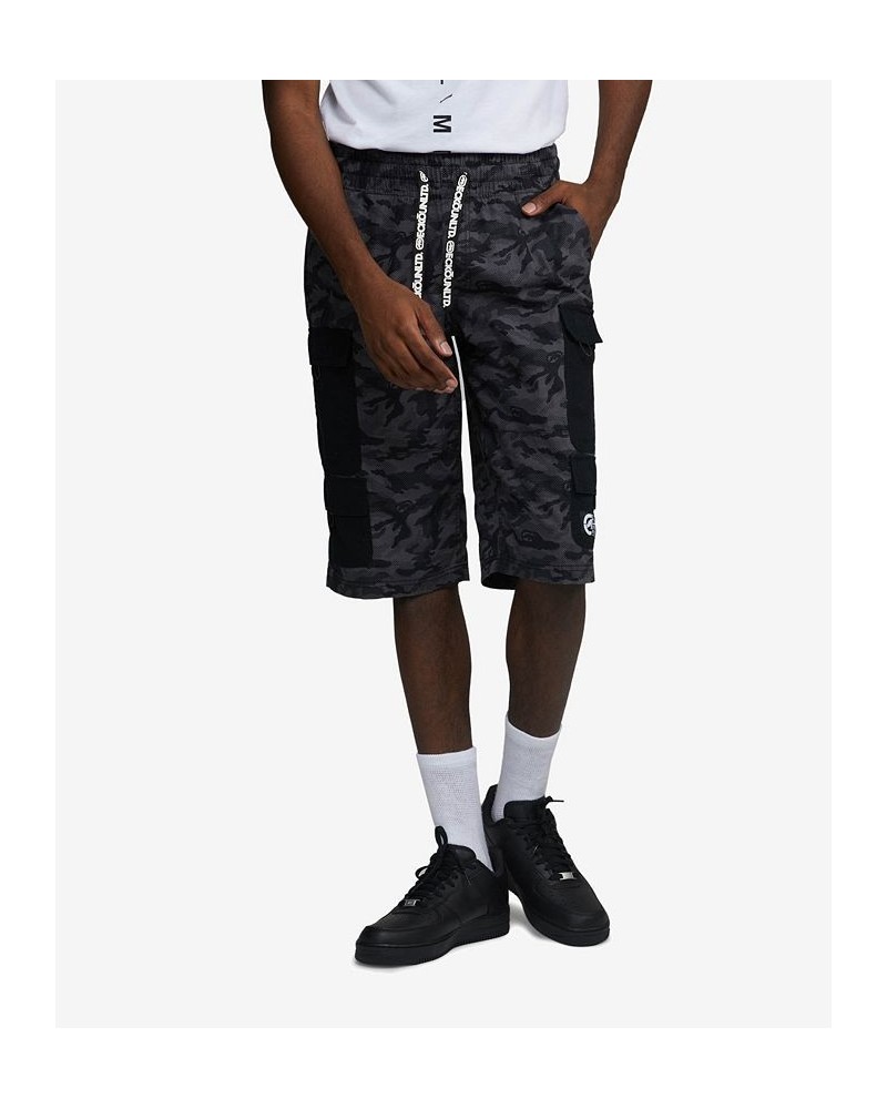 Men's Big and Tall Contrast Cargo Shorts White $27.20 Shorts