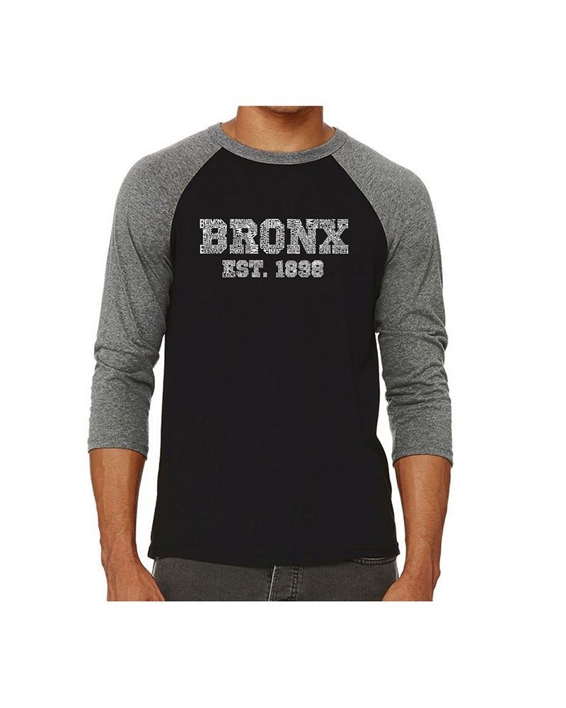 Bronx Neighborhoods Men's Raglan Word Art T-shirt Gray $19.35 T-Shirts