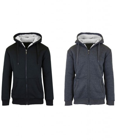 Men's Modern Fit Sherpa Lined Fleece Zip-Up Hoodie, Pack of 2 Black, Charcoal $42.12 Sweatshirt
