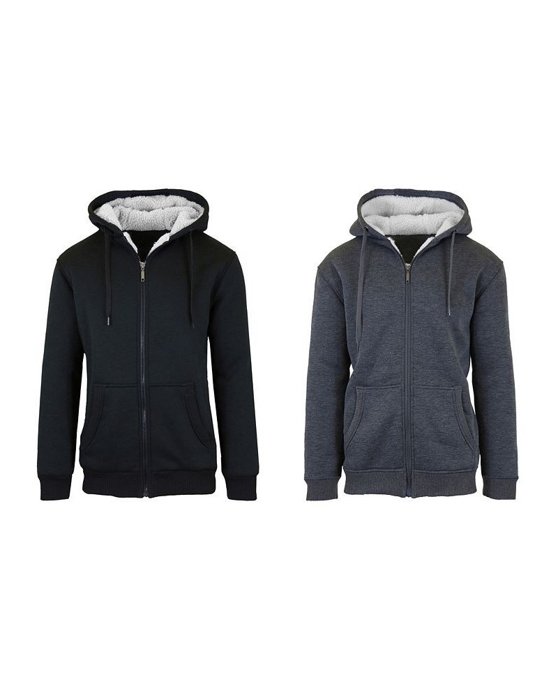 Men's Modern Fit Sherpa Lined Fleece Zip-Up Hoodie, Pack of 2 Black, Charcoal $42.12 Sweatshirt