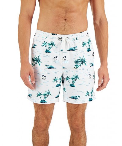 Men's Tropical Swim Trunks White $13.99 Swimsuits