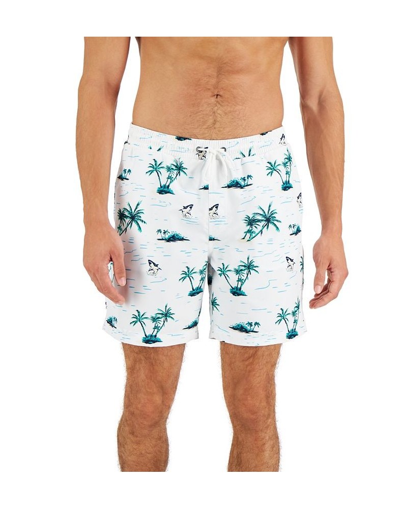 Men's Tropical Swim Trunks White $13.99 Swimsuits