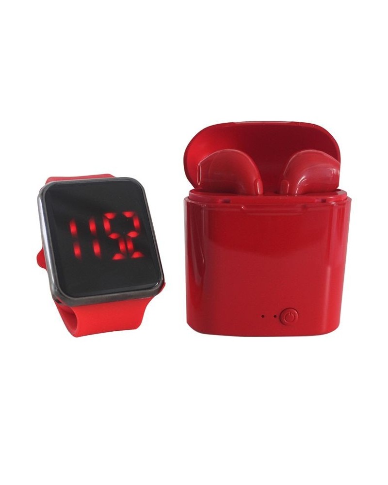 Unisex LED Touch Watch and Wireless Headphones with Portable Charging Case Set $20.64 Watches