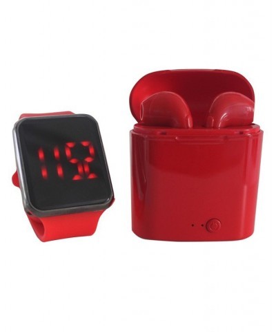 Unisex LED Touch Watch and Wireless Headphones with Portable Charging Case Set $20.64 Watches