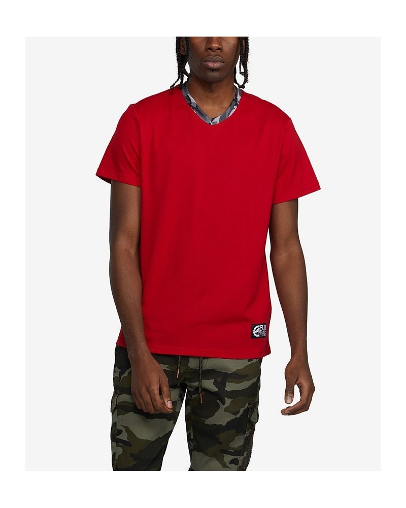 Men's Short Sleeve Winning Ways V-Neck T-shirt Red $23.52 T-Shirts