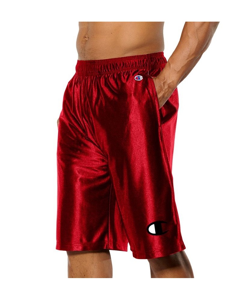 Men's Dazzle Shiny Solid Logo Relaxed Shorts Red $12.00 Shorts