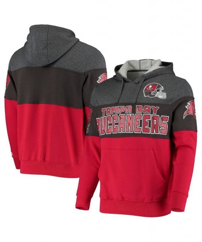 Men's Heathered Pewter, Red Tampa Bay Buccaneers Extreme Fireballer Pullover Hoodie $31.68 Sweatshirt