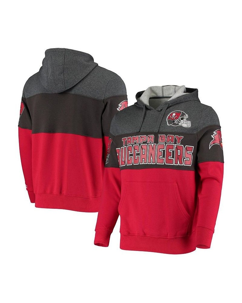 Men's Heathered Pewter, Red Tampa Bay Buccaneers Extreme Fireballer Pullover Hoodie $31.68 Sweatshirt