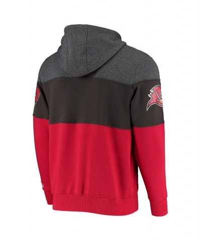 Men's Heathered Pewter, Red Tampa Bay Buccaneers Extreme Fireballer Pullover Hoodie $31.68 Sweatshirt