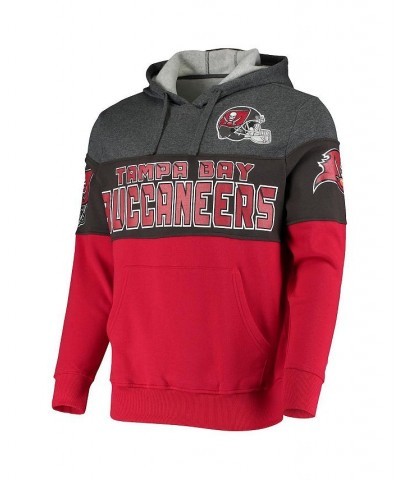 Men's Heathered Pewter, Red Tampa Bay Buccaneers Extreme Fireballer Pullover Hoodie $31.68 Sweatshirt