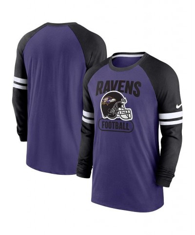 Men's Purple, Black Baltimore Ravens Throwback Raglan Long Sleeve T-shirt $26.00 T-Shirts