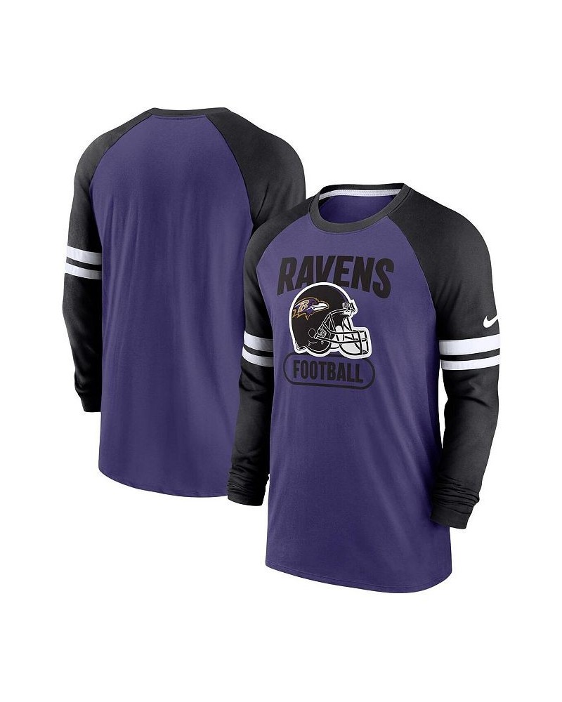 Men's Purple, Black Baltimore Ravens Throwback Raglan Long Sleeve T-shirt $26.00 T-Shirts