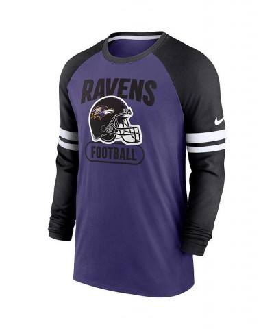 Men's Purple, Black Baltimore Ravens Throwback Raglan Long Sleeve T-shirt $26.00 T-Shirts