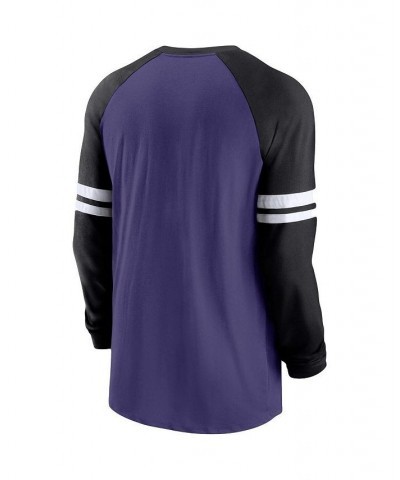 Men's Purple, Black Baltimore Ravens Throwback Raglan Long Sleeve T-shirt $26.00 T-Shirts