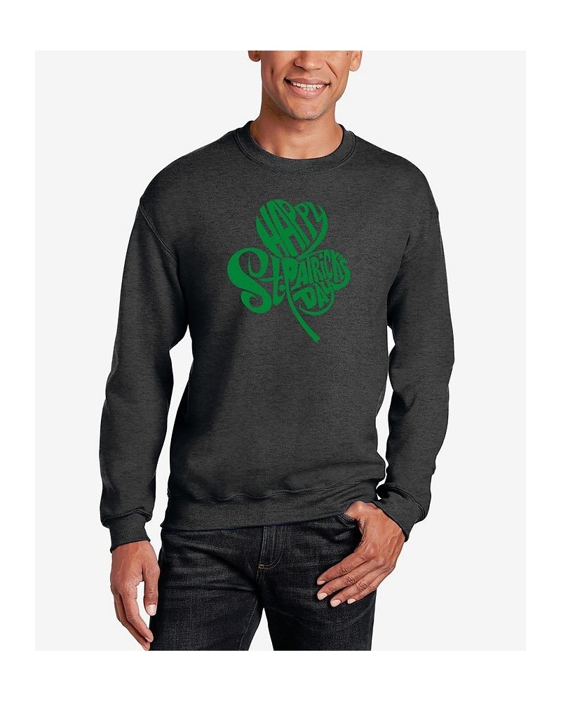 Men's St. Patrick's Day Shamrock Word Art Crewneck Sweatshirt Gray $22.00 Sweatshirt