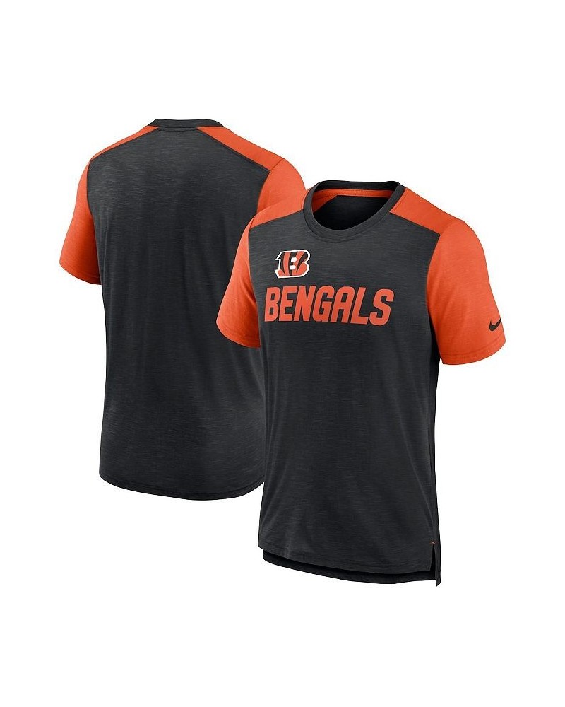 Men's Heathered Black, Heathered Orange Cincinnati Bengals Color Block Team Name T-shirt $33.79 T-Shirts