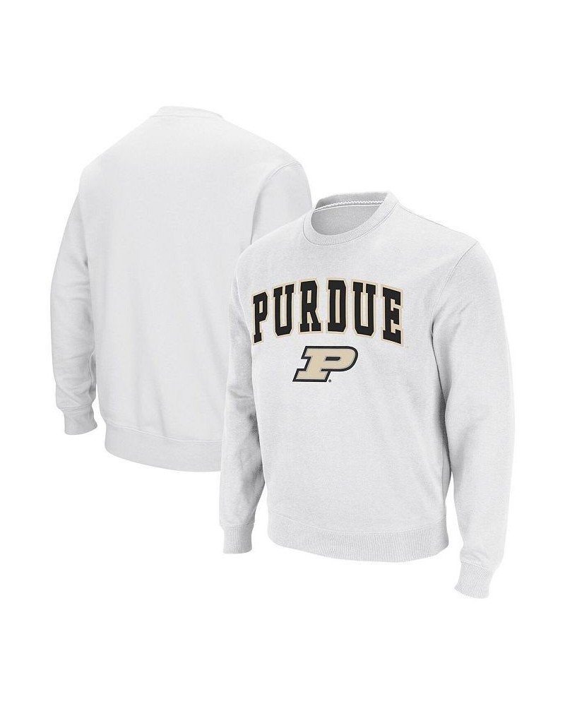 Men's White Purdue Boilermakers Arch & Logo Crew Neck Sweatshirt $30.00 Sweatshirt