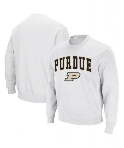 Men's White Purdue Boilermakers Arch & Logo Crew Neck Sweatshirt $30.00 Sweatshirt