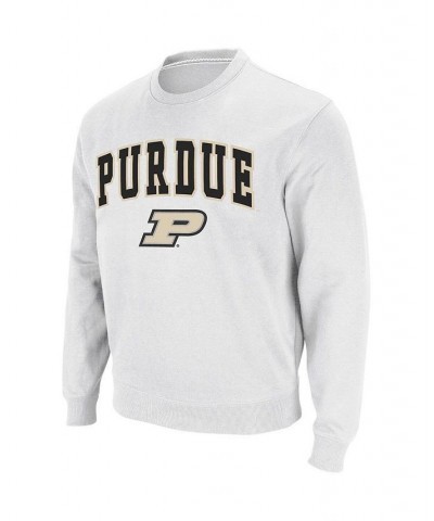 Men's White Purdue Boilermakers Arch & Logo Crew Neck Sweatshirt $30.00 Sweatshirt