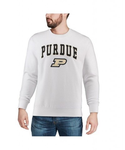 Men's White Purdue Boilermakers Arch & Logo Crew Neck Sweatshirt $30.00 Sweatshirt