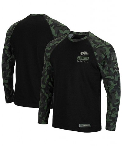 Men's Black Arkansas Razorbacks OHT Military-Inspired Appreciation Camo Raglan Long Sleeve T-shirt $22.00 T-Shirts