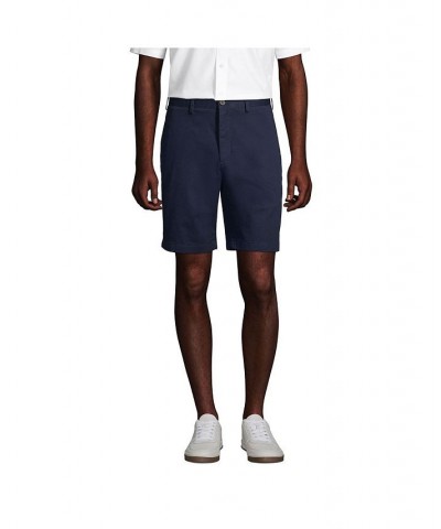 Men's Traditional Fit 9 Inch No Iron Chino Shorts Blue $29.23 Shorts