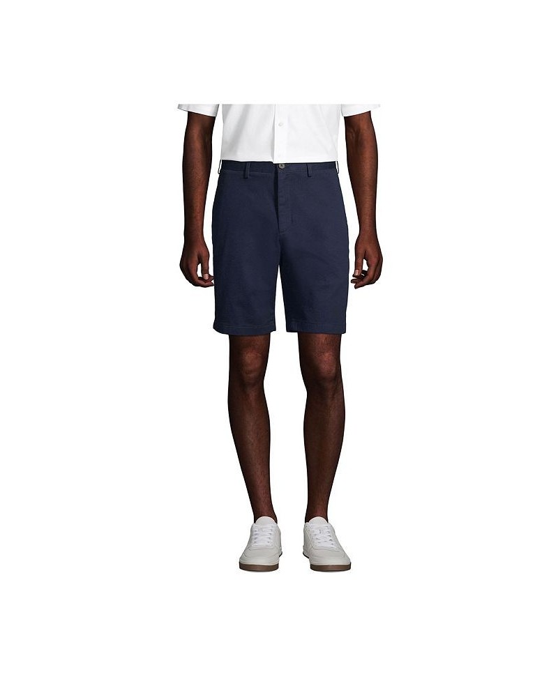 Men's Traditional Fit 9 Inch No Iron Chino Shorts Blue $29.23 Shorts