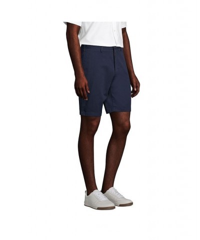 Men's Traditional Fit 9 Inch No Iron Chino Shorts Blue $29.23 Shorts