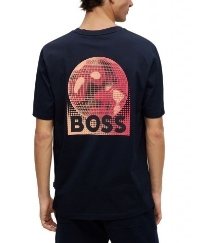 BOSS Men's Cotton-Jersey Front Rear Printed T-shirt Blue $41.34 T-Shirts