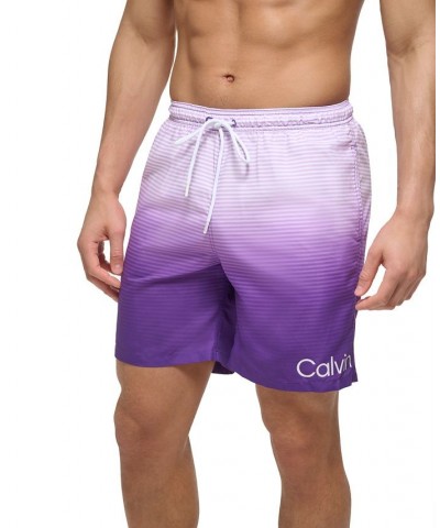 Calvin Kelin Men's Regular-Fit OmbrÉ Gradient Stripe UPF 50+ 7" Swim Trunks PD04 $20.05 Swimsuits