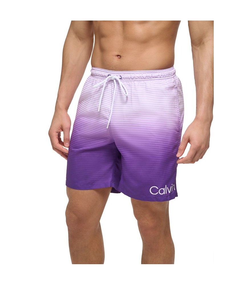 Calvin Kelin Men's Regular-Fit OmbrÉ Gradient Stripe UPF 50+ 7" Swim Trunks PD04 $20.05 Swimsuits