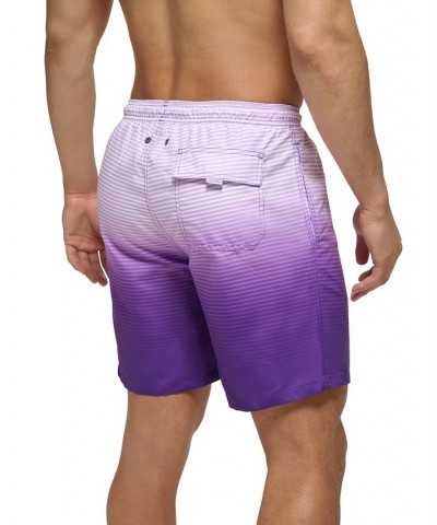 Calvin Kelin Men's Regular-Fit OmbrÉ Gradient Stripe UPF 50+ 7" Swim Trunks PD04 $20.05 Swimsuits