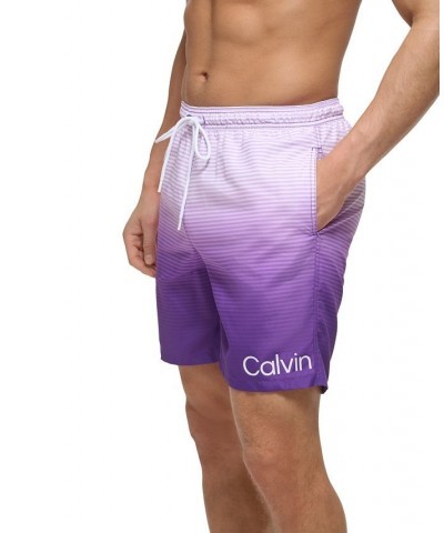 Calvin Kelin Men's Regular-Fit OmbrÉ Gradient Stripe UPF 50+ 7" Swim Trunks PD04 $20.05 Swimsuits