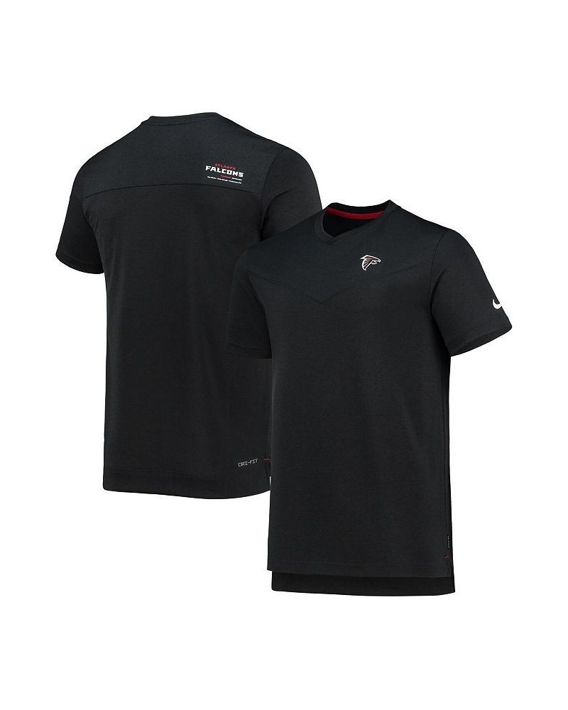 Men's Black Atlanta Falcons Sideline Coach Chevron Lock Up Logo V-Neck Performance T-Shirt $30.55 T-Shirts