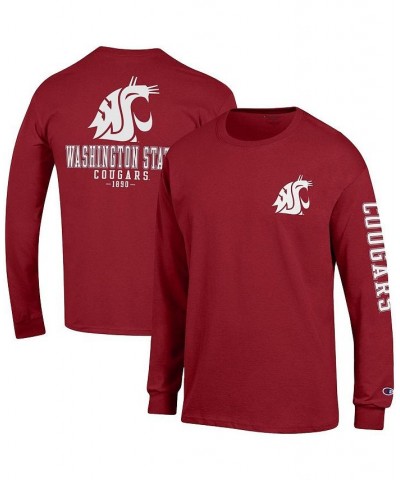 Men's Crimson Washington State Cougars Team Stack Long Sleeve T-shirt $25.99 T-Shirts