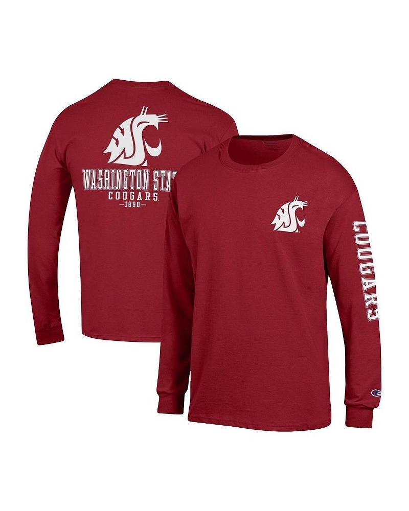 Men's Crimson Washington State Cougars Team Stack Long Sleeve T-shirt $25.99 T-Shirts