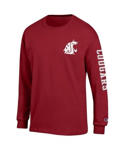 Men's Crimson Washington State Cougars Team Stack Long Sleeve T-shirt $25.99 T-Shirts