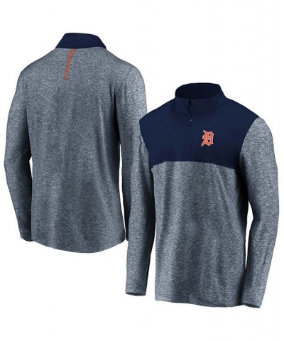 Men's Navy Detroit Tigers Iconic Marble Clutch Half-Zip Jacket $45.89 Sweatshirt