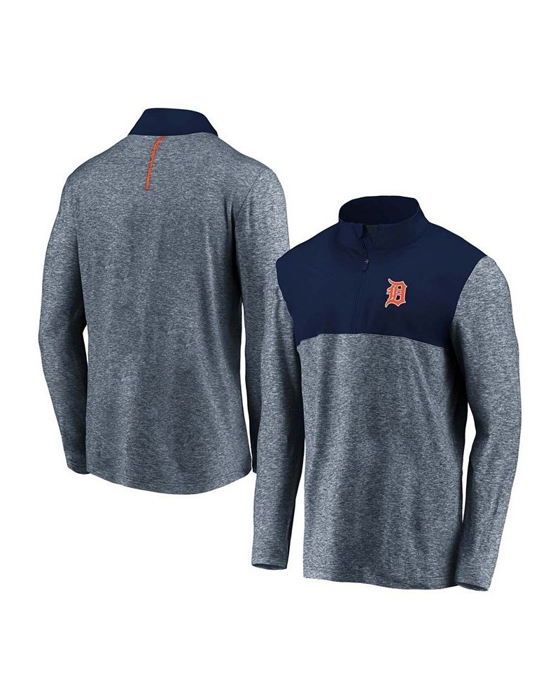 Men's Navy Detroit Tigers Iconic Marble Clutch Half-Zip Jacket $45.89 Sweatshirt