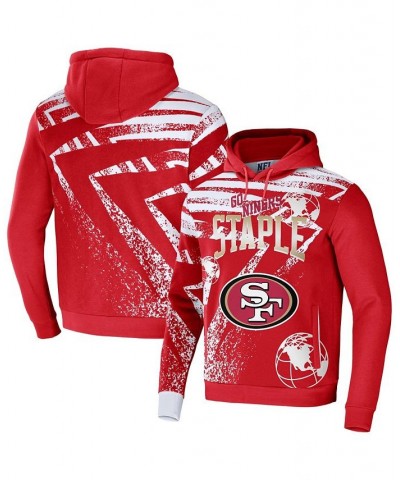 Men's NFL X Staple Red San Francisco 49ers Team Slogan All Over Print Pullover Hoodie $28.70 Sweatshirt