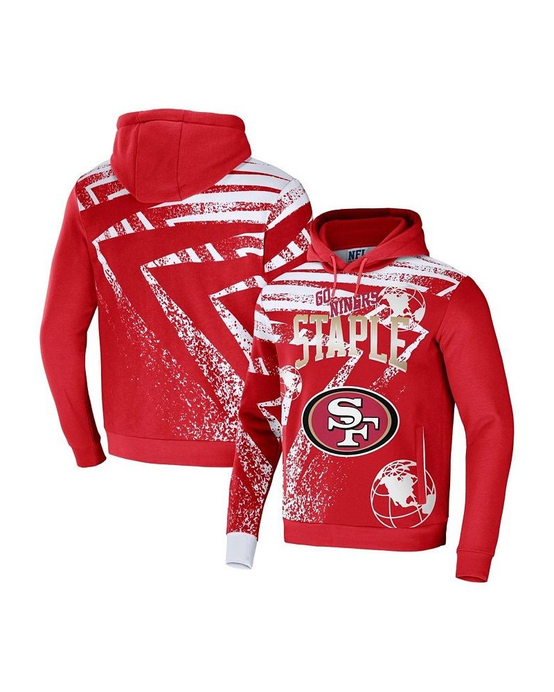 Men's NFL X Staple Red San Francisco 49ers Team Slogan All Over Print Pullover Hoodie $28.70 Sweatshirt