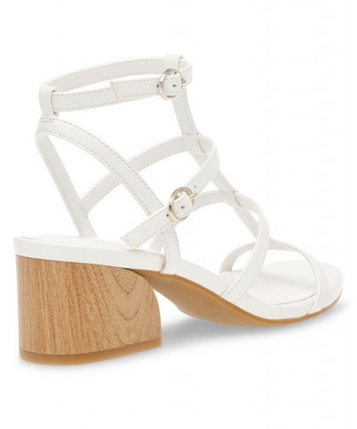 Women's Mecca Block Heel Sandal White $53.46 Shoes