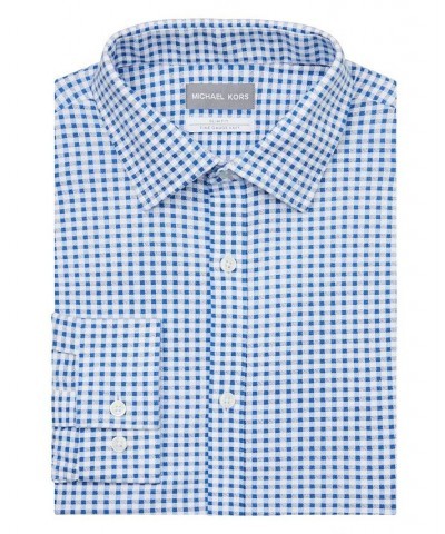 Men's Fine Gauge Knit Slim Fit Untucked Dress Shirt Blue $24.20 Dress Shirts