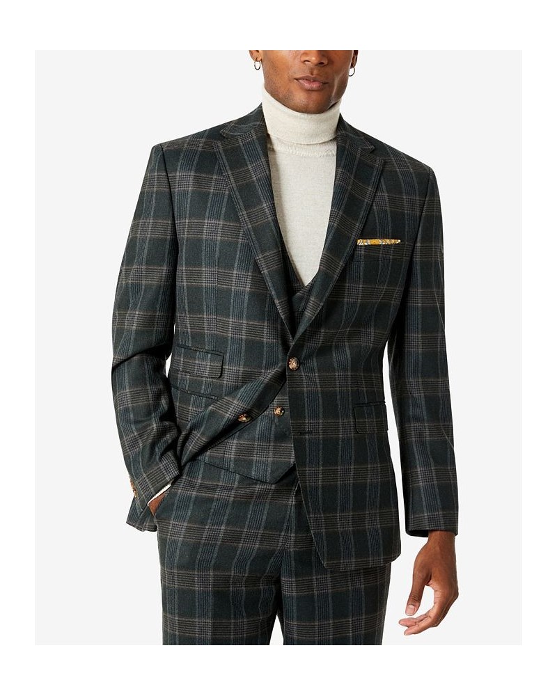 Men's Classic-Fit Wool Suit Jacket Green Plaid $68.40 Suits