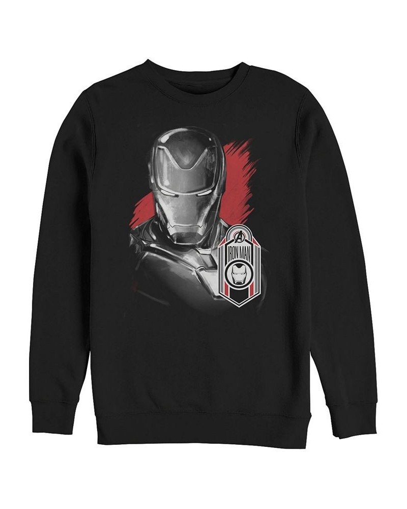 Marvel Men's Avengers Endgame Iron Man Tag Logo, Crewneck Fleece Black $29.69 Sweatshirt
